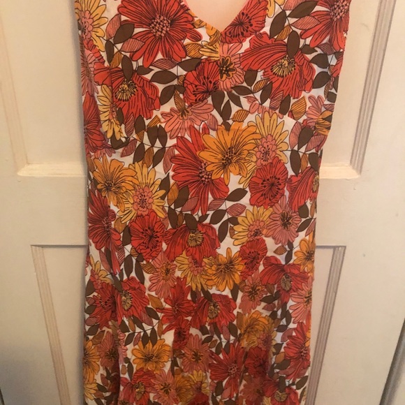 LOFT Floral Halter Midi Dress - Red and Pink - Picture 4 of 6